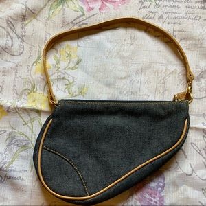 Sale! Excellent Condition Vintage Christian Dior Small Denim Saddle Poochette